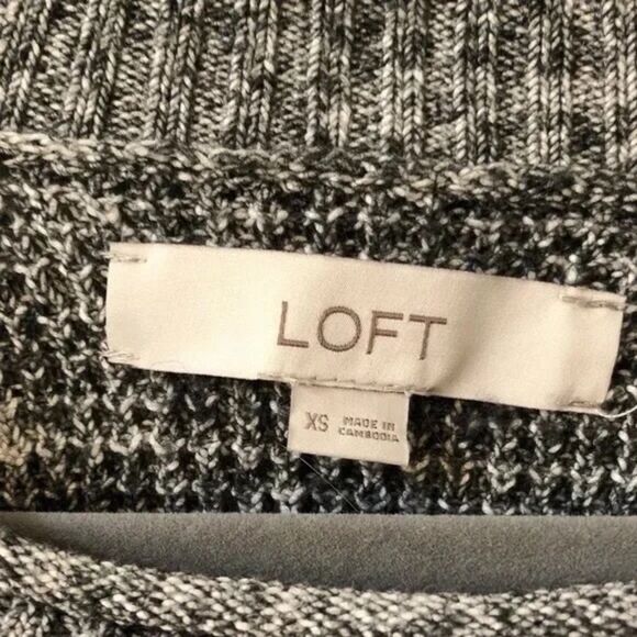 Loft Marled Gray Black Crewneck Dolman Pullover Sweater - Picture 4 of 4